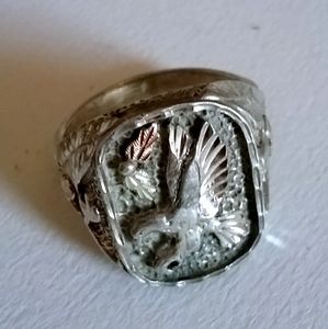 Silver Tone Ring Eagle Design Unique Size 13